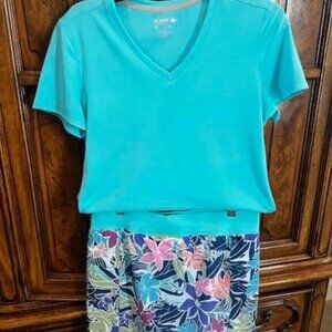 Turquoise/Multi colors Reel Legends Skort and Top